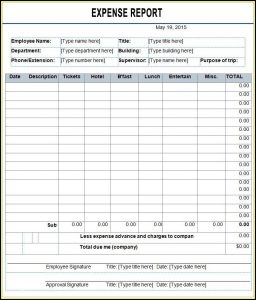 Expense Report Template Xlsx