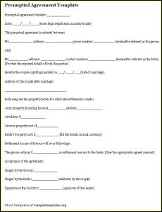 Florida Prenuptial Agreement Template Word