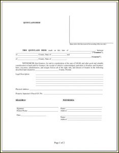 Florida Quit Claim Deed Form Word