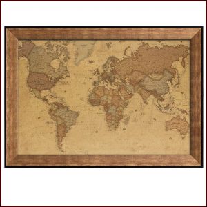 Framed Antique World Map