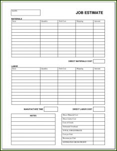 Free Blank Estimate Forms Construction