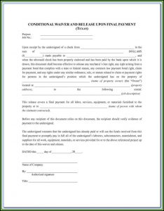 Free Blank Lien Waiver Form Wisconsin