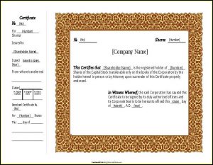 Free Company Share Certificate Template South Africa