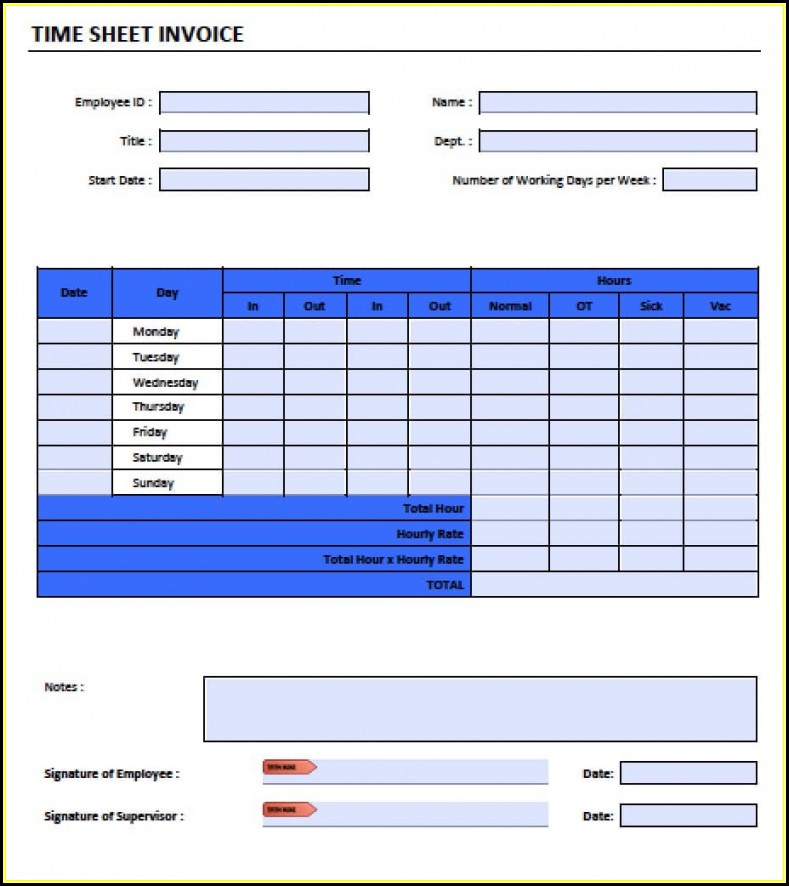 Free Contractor Timesheet Template Excel