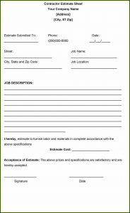 Free Download Contractor Estimate Forms