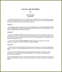 Free Examples Of Last Will And Testament Template