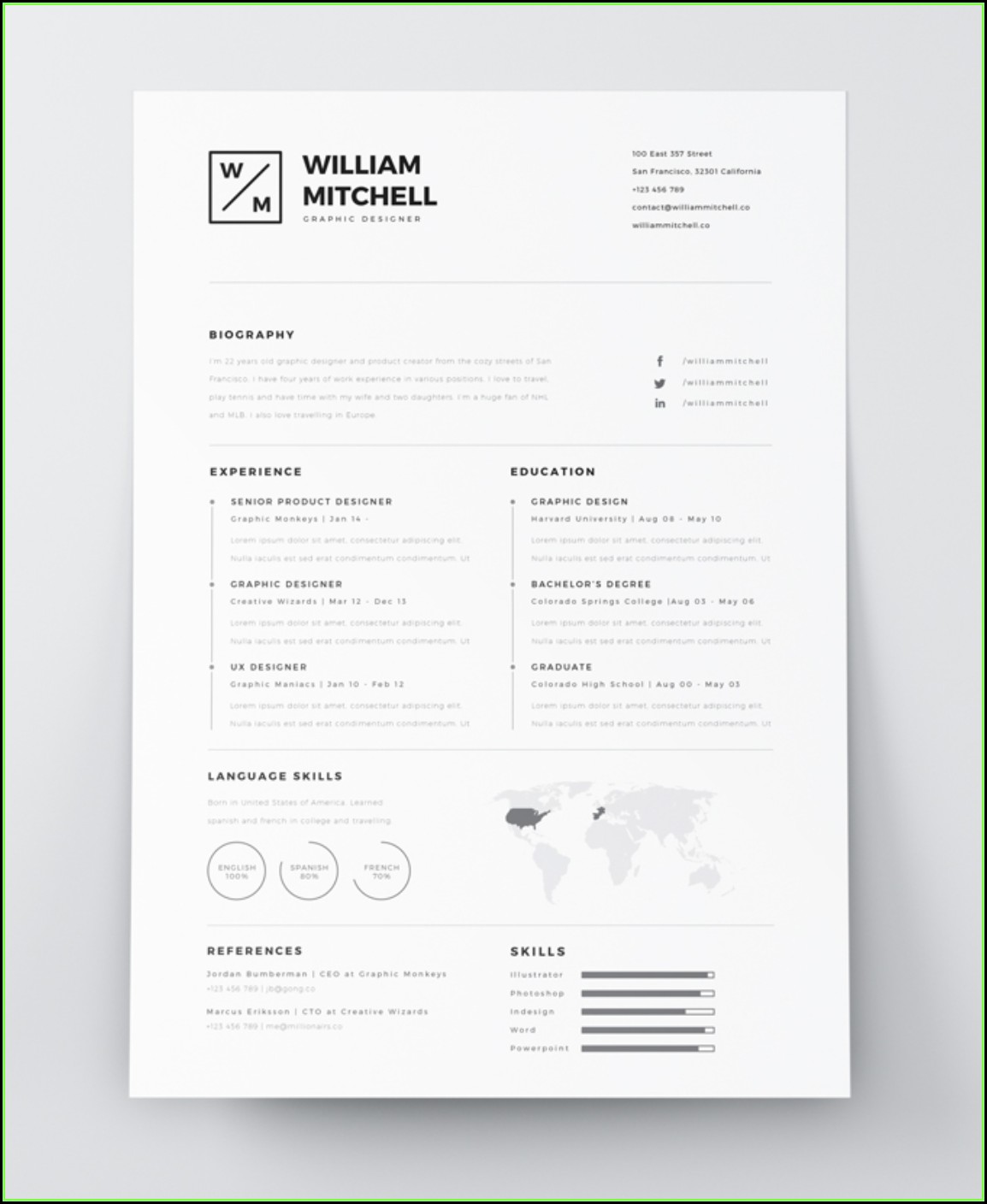 Free Indesign Resume Template 2018