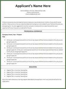 Free Job Resume Template