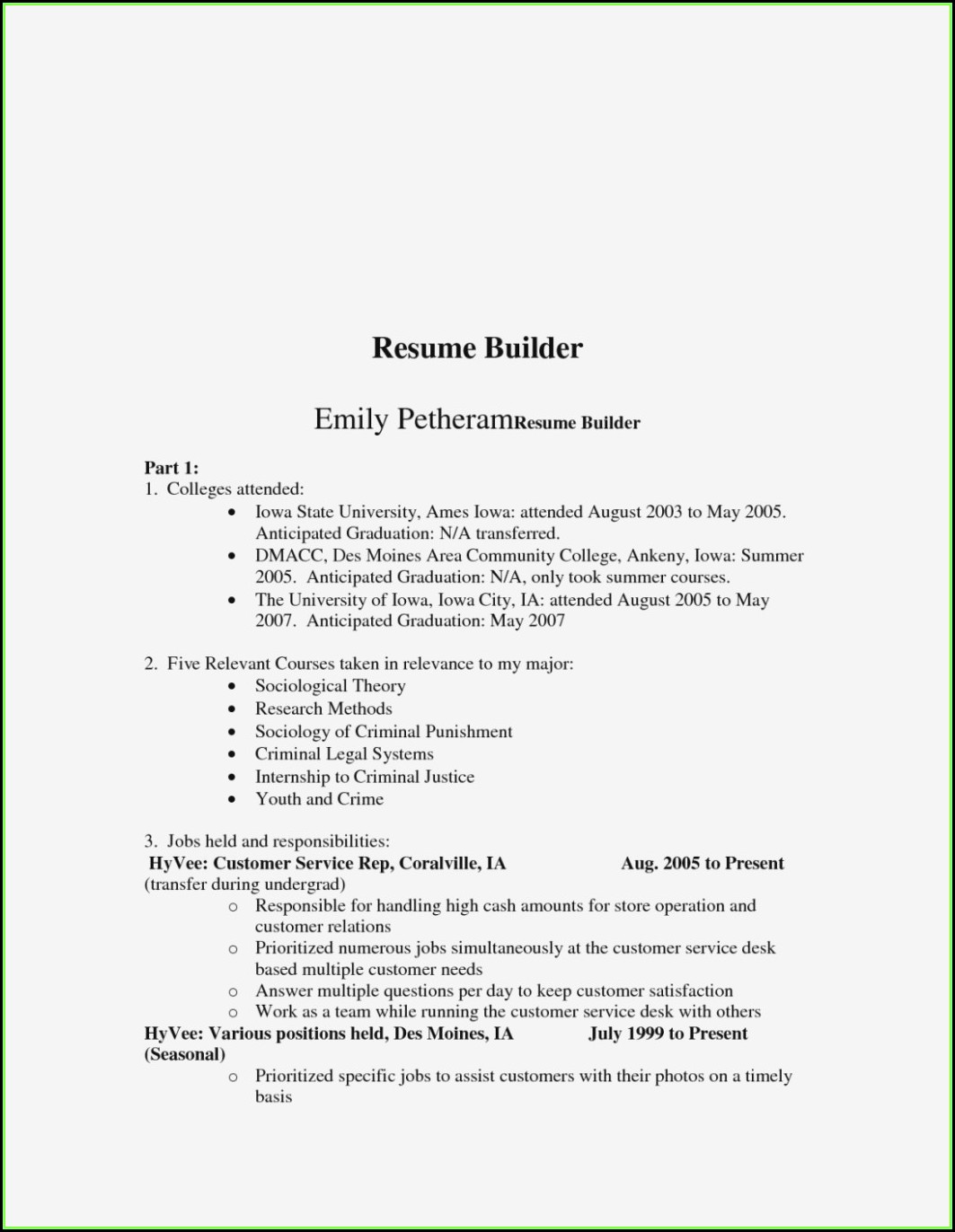 Free Online Resume Builder For High School Students