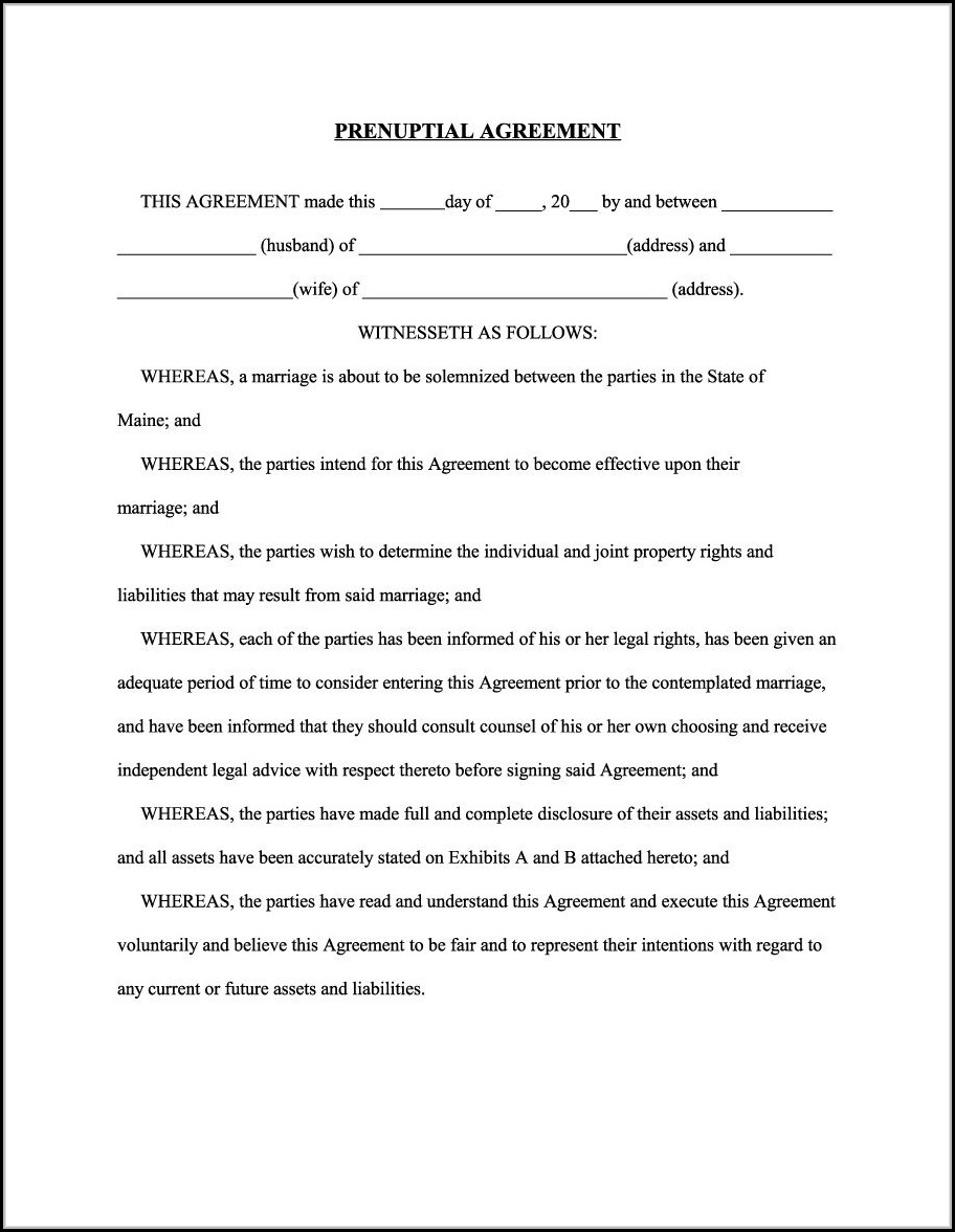 Free Prenup Agreement Form