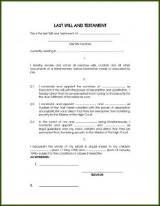 Free Printable Last Will And Testament Forms Nz