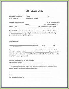 Free Printable Quit Claim Deed Form Indiana