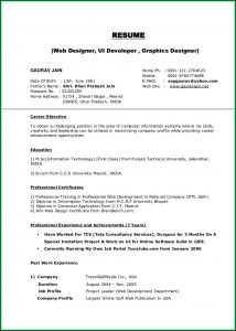 Free Printable Resume Builder India