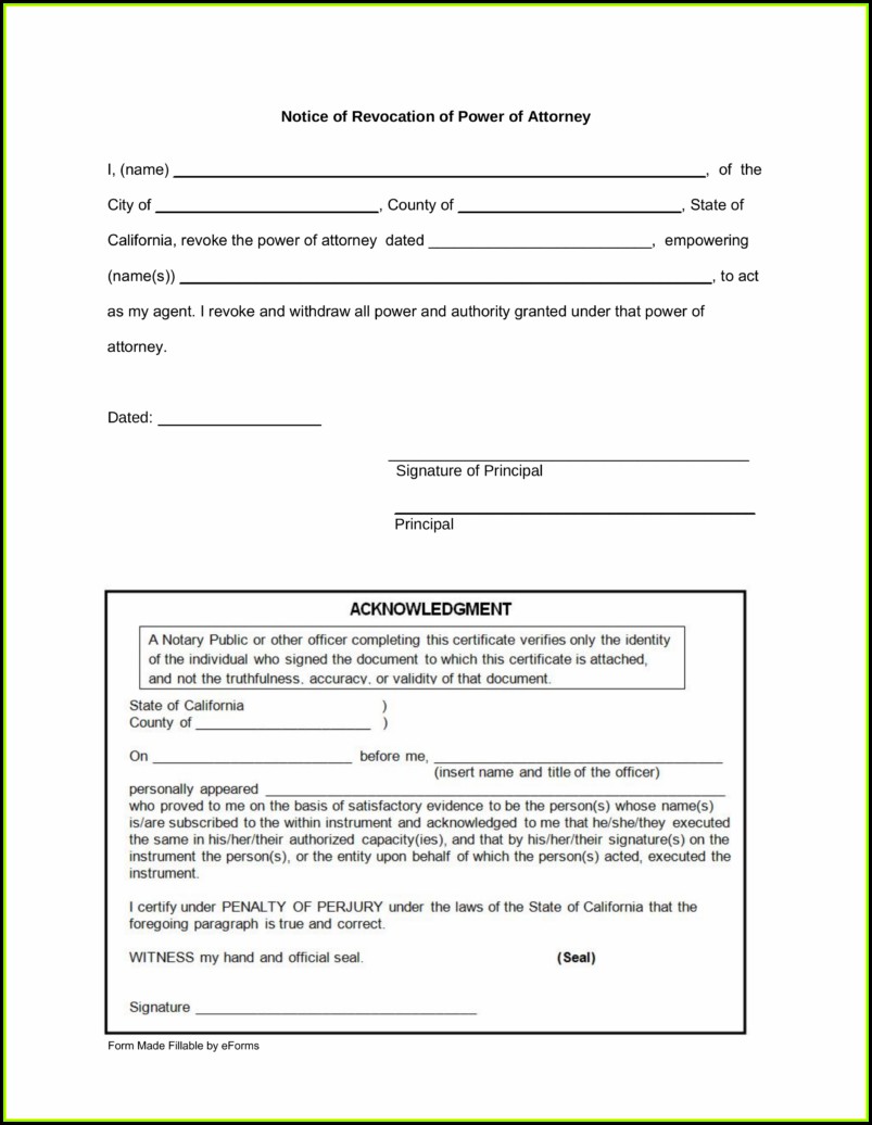 Free Revocation Of Power Of Attorney Form Ohio