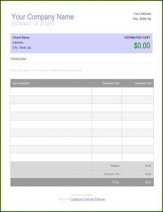 Free Sample Estimate Forms For Contractors