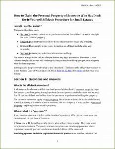 Free Small Estate Affidavit Form