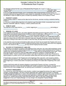 Georgia Renters Lease Agreement Form