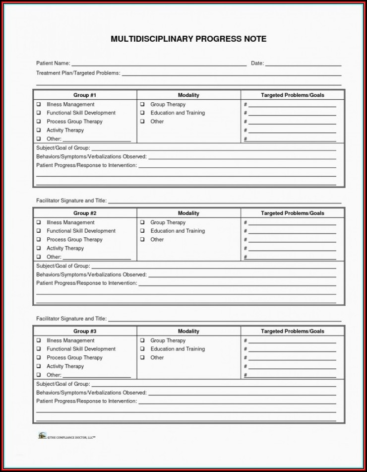 Group Psychotherapy Progress Note Template