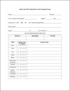 High School Soccer Tryout Evaluation Form