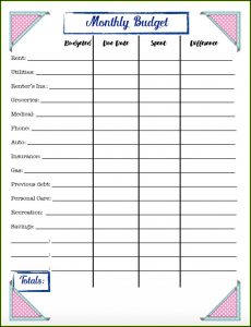 Household Budget Forms Excel