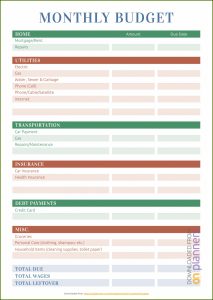 Household Budget Forms Free