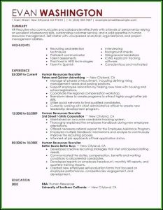 Hr Resume Templates Word