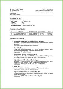Indian Teacher Resume Format Doc