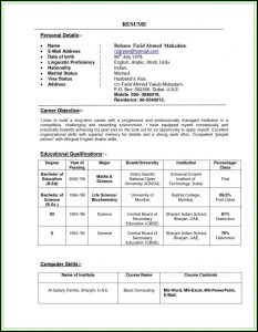 Indian Teacher Resume Format In Word