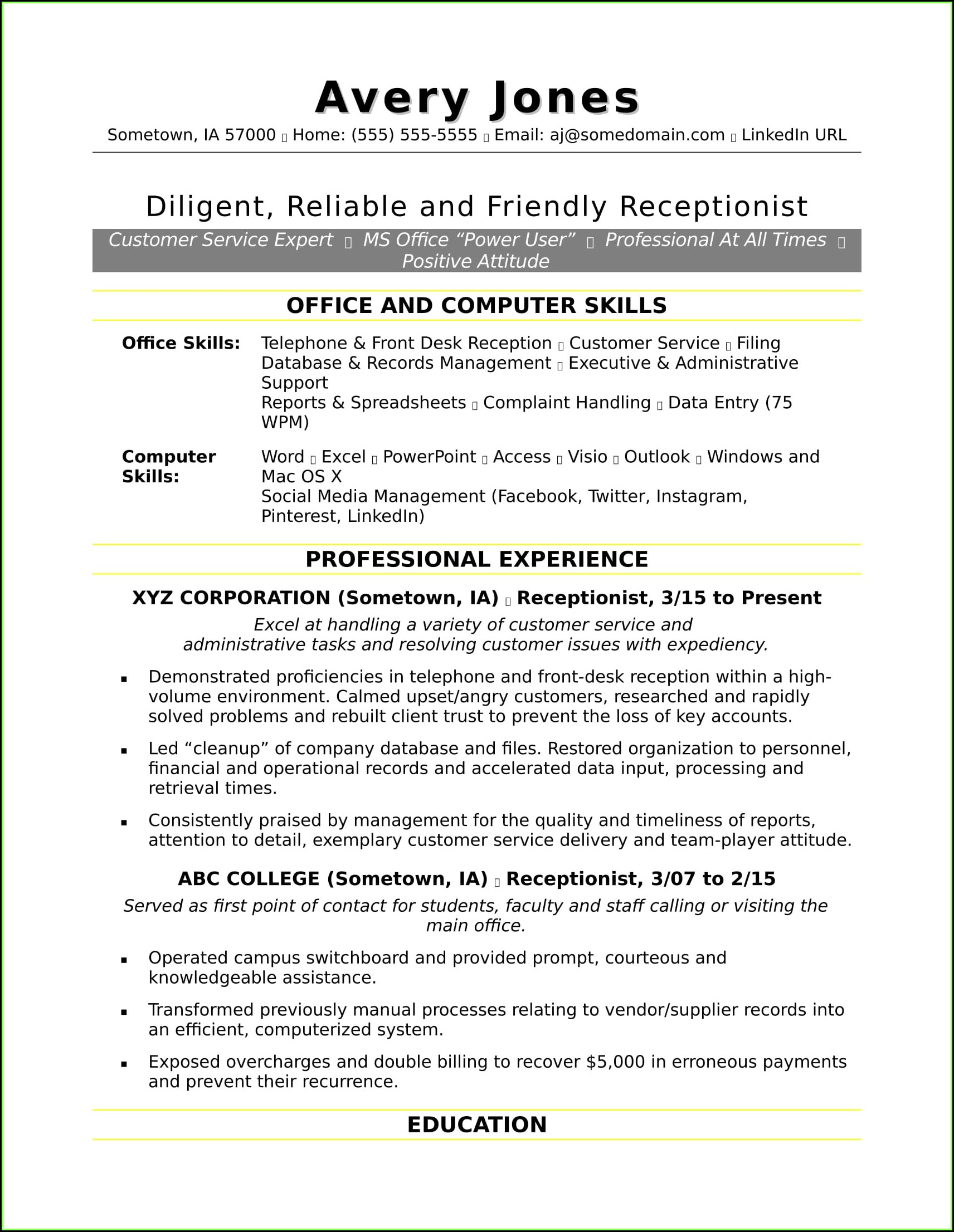 Job Resume Samples For High School Students