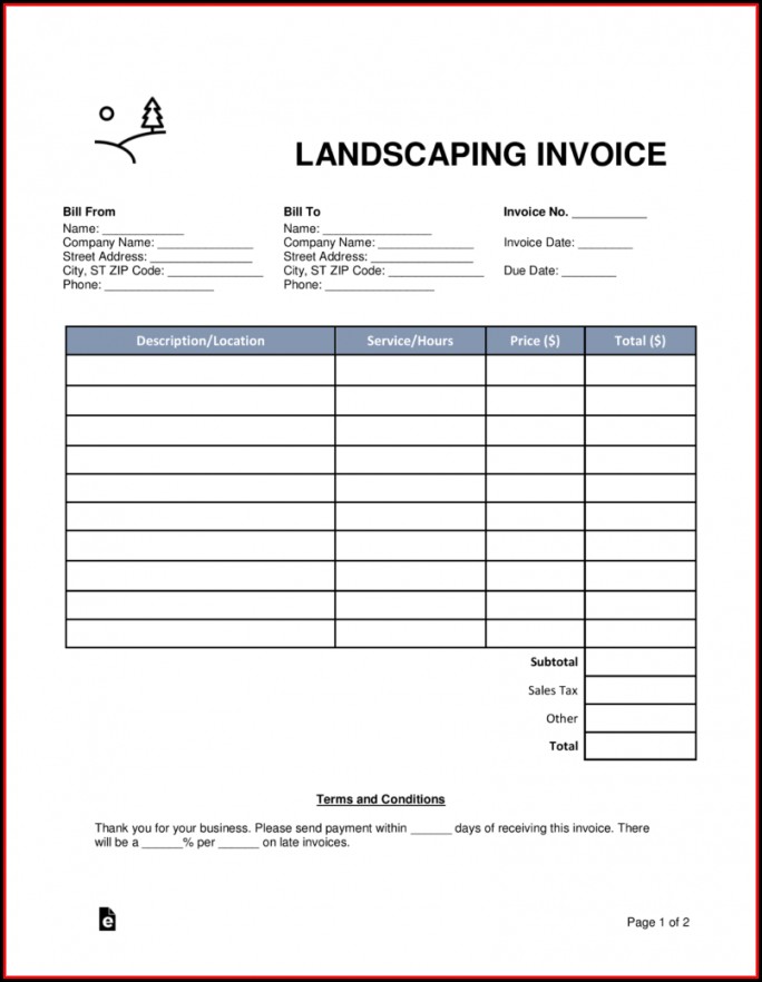 Landscaping Company Invoice Template