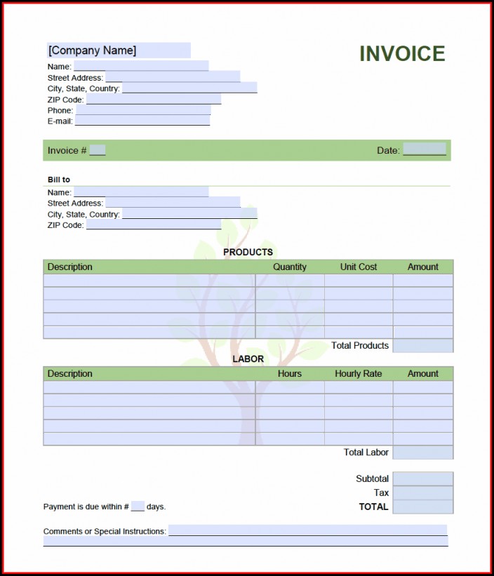 Landscaping Invoice Forms Customizable