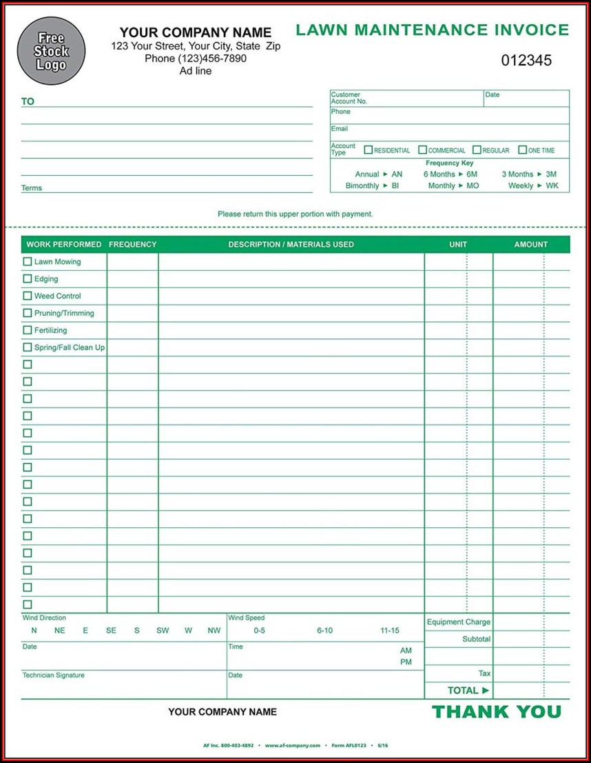 Landscaping Invoice Forms