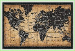 Large Framed Antique World Maps