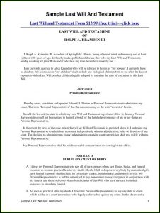 Last Will And Testament Illinois Form Free