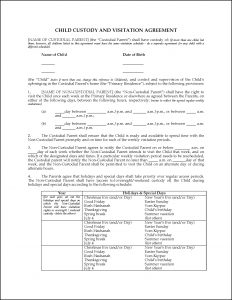 Legal Child Custody Agreement Forms