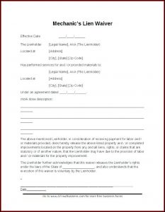 Lien Waiver Template