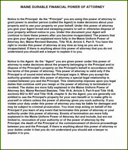 Maine Durable Power Of Attorney Form