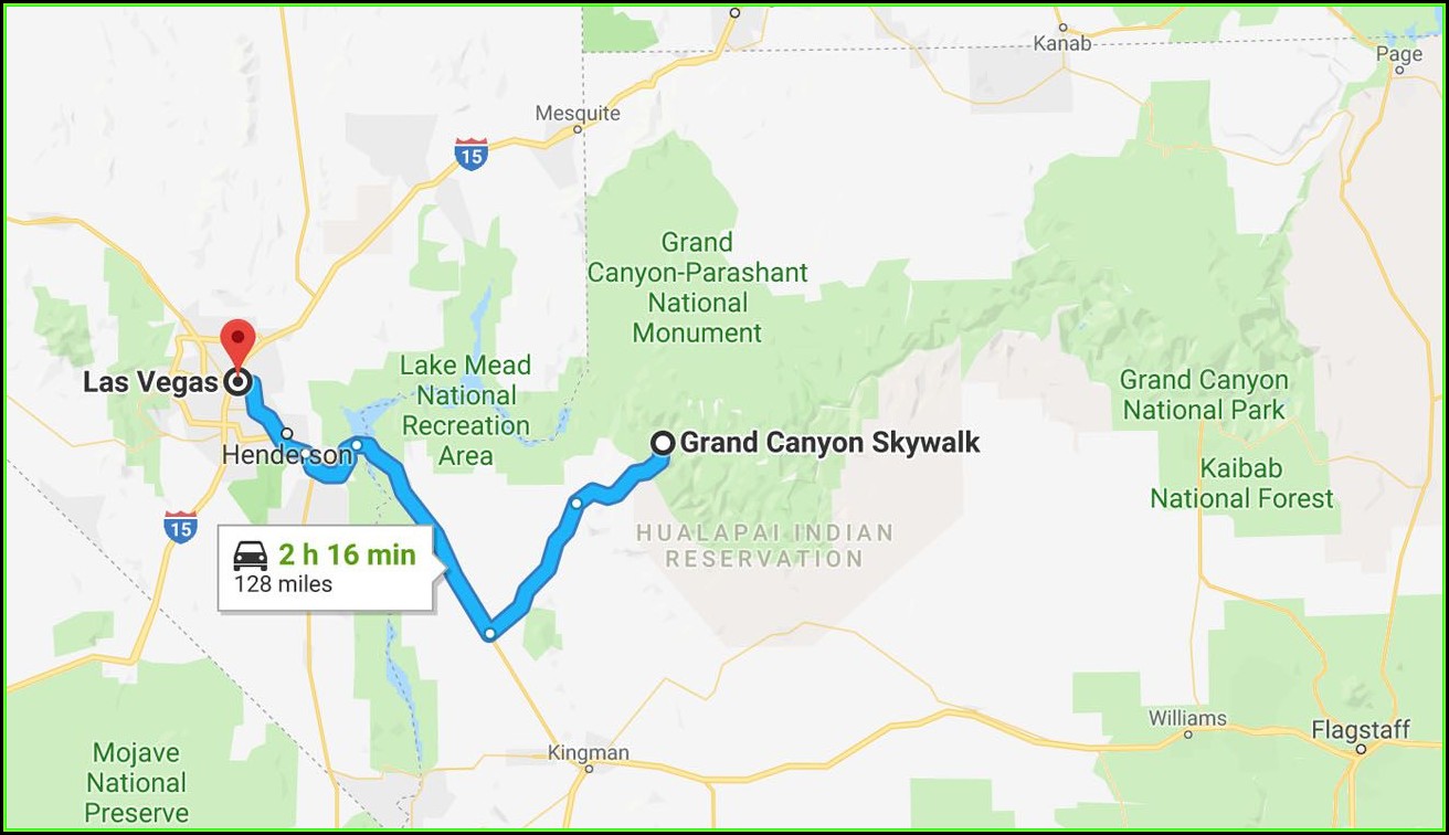 Map Of The Grand Canyon And Las Vegas