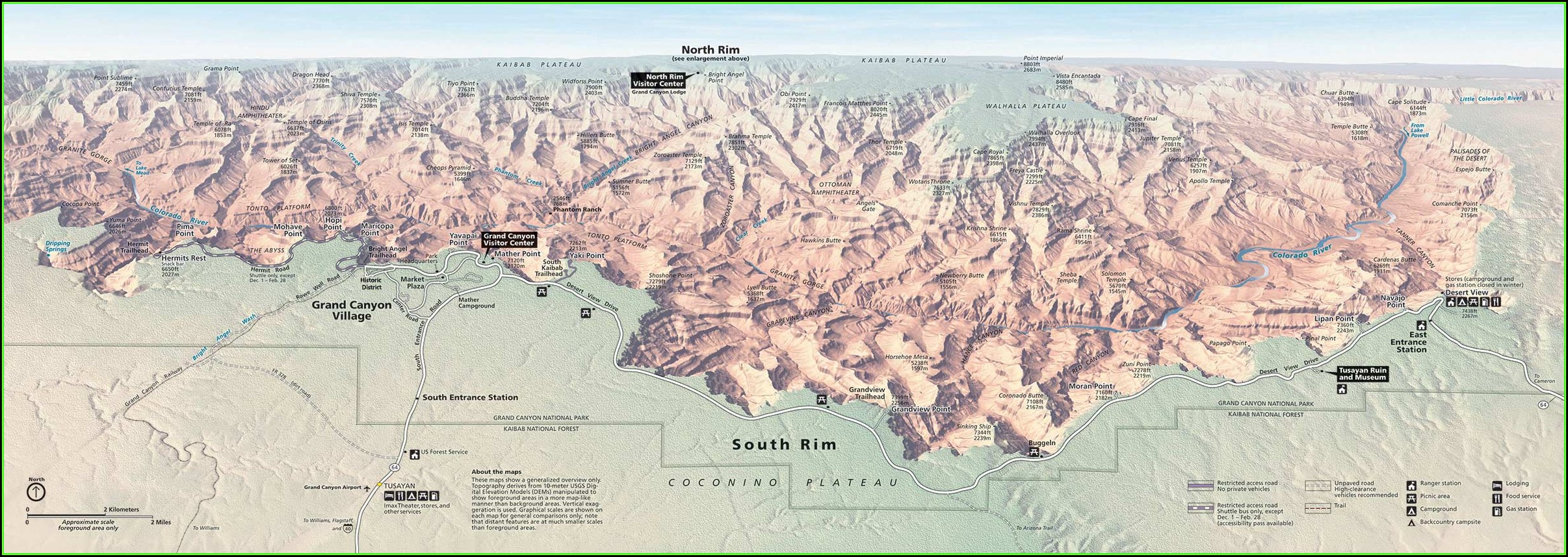 Map Of The Grand Canyon South Rim