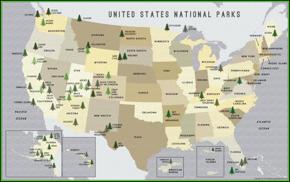 Map Of Us National Parks And Forests