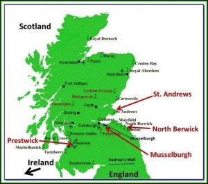 Map Scotland Famous Golf Courses
