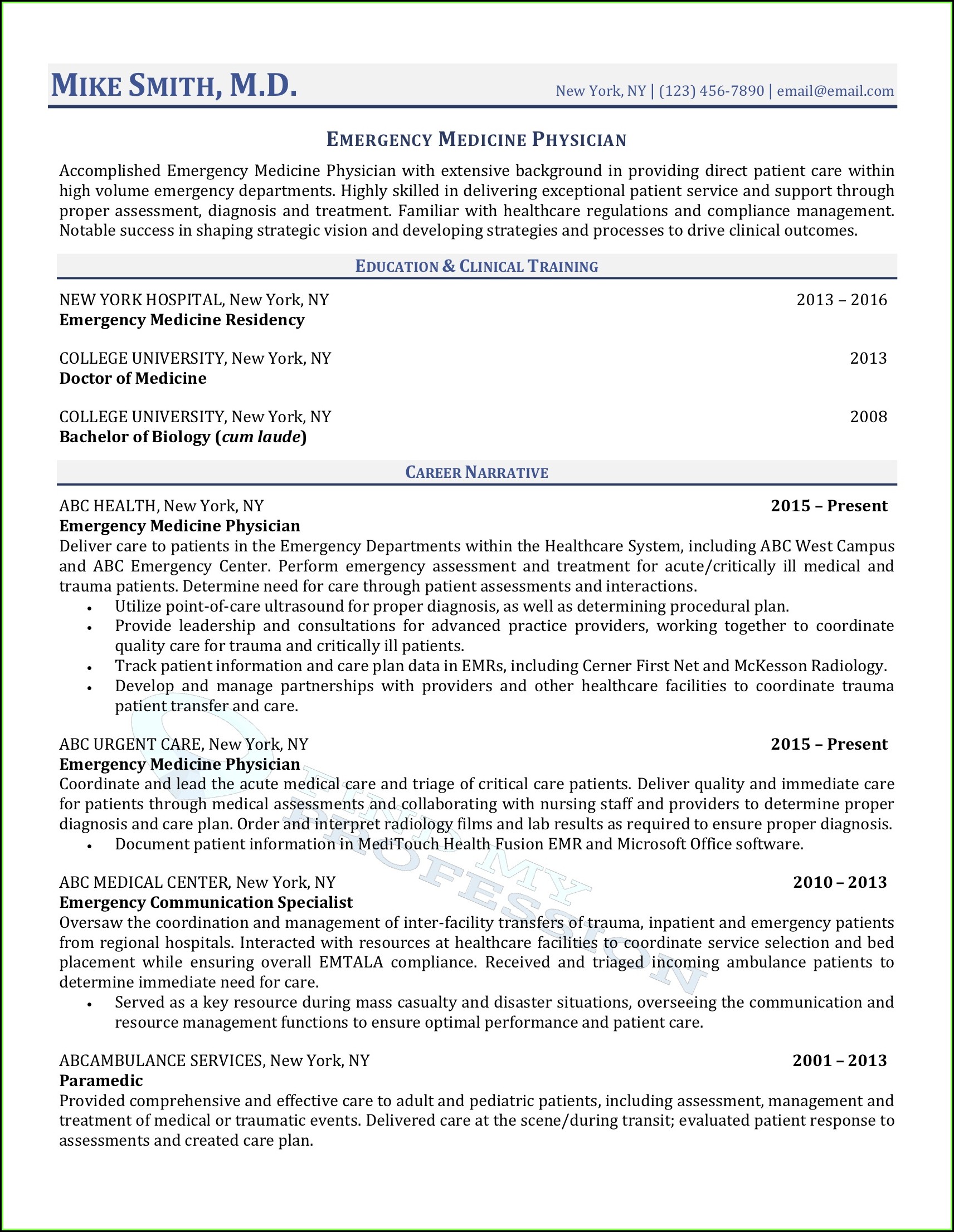 Medical Device Resume Writers