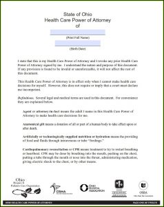 Medical Durable Power Of Attorney Form Ohio