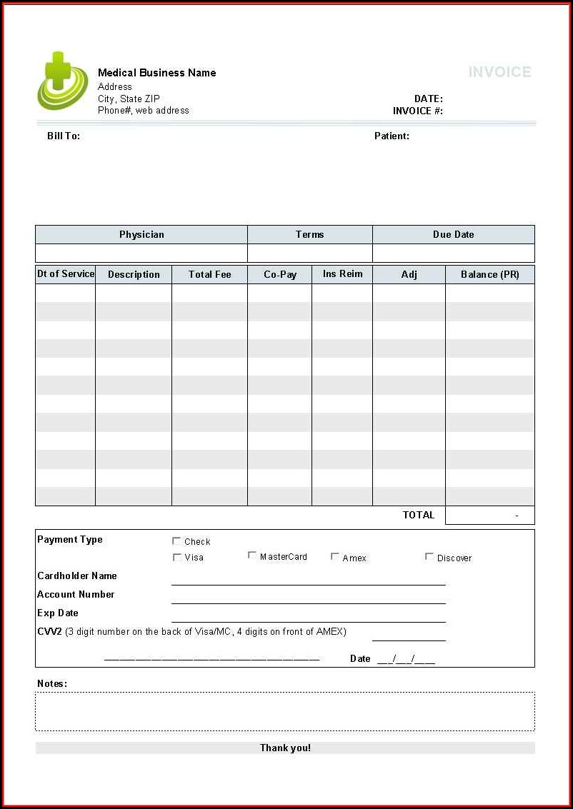 Medical Invoice Template Pdf