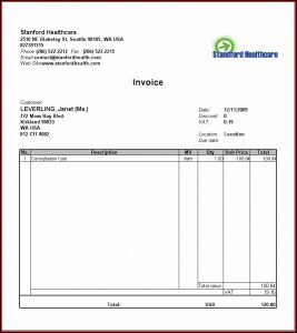 Medical Invoice Template Word