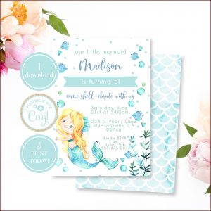 Mermaid Birthday Invitation Template