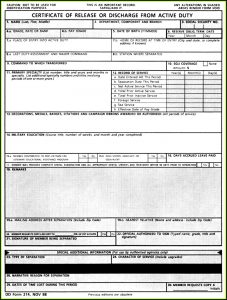 Military Retirement Form Dd214