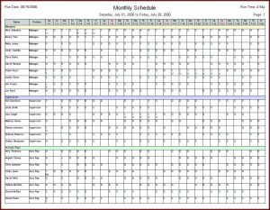 Monthly Employee Schedule Template