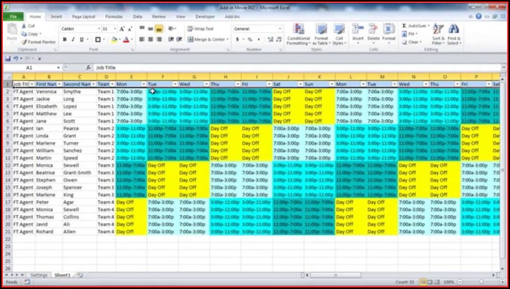Monthly Employee Shift Schedule Template Excel Free