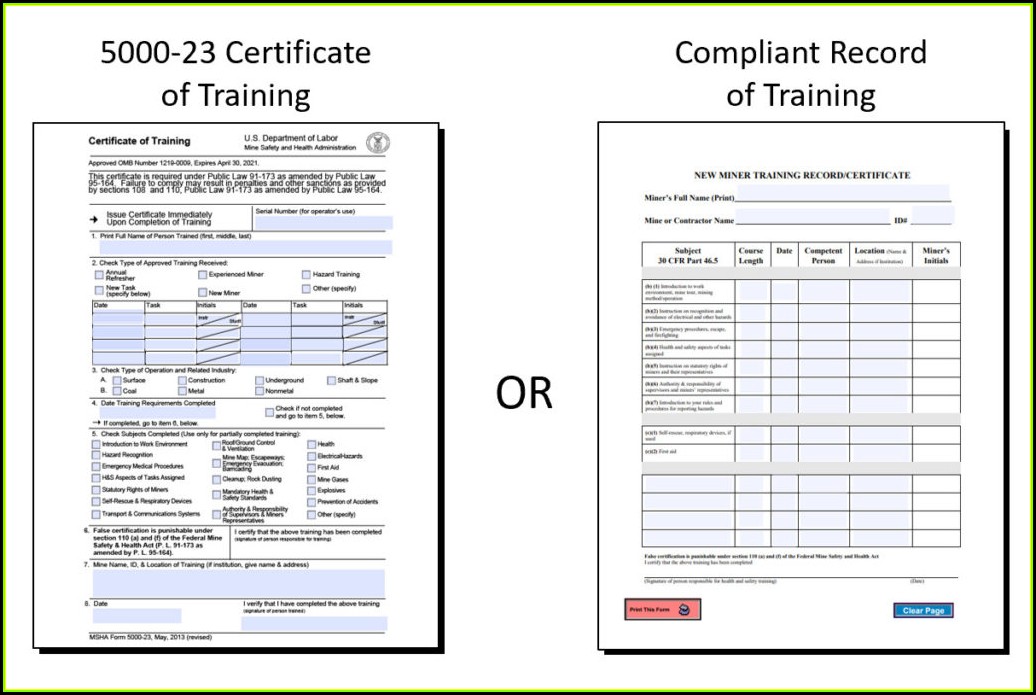 Msha Part 46 Training Forms